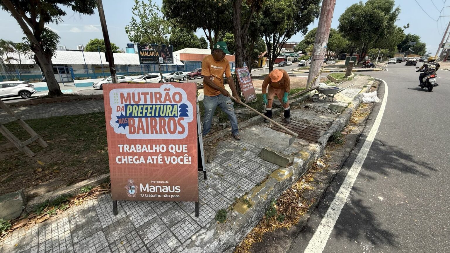 Prefeitura de Manaus recupera drenagem e calçada no bairro São Raimundo 