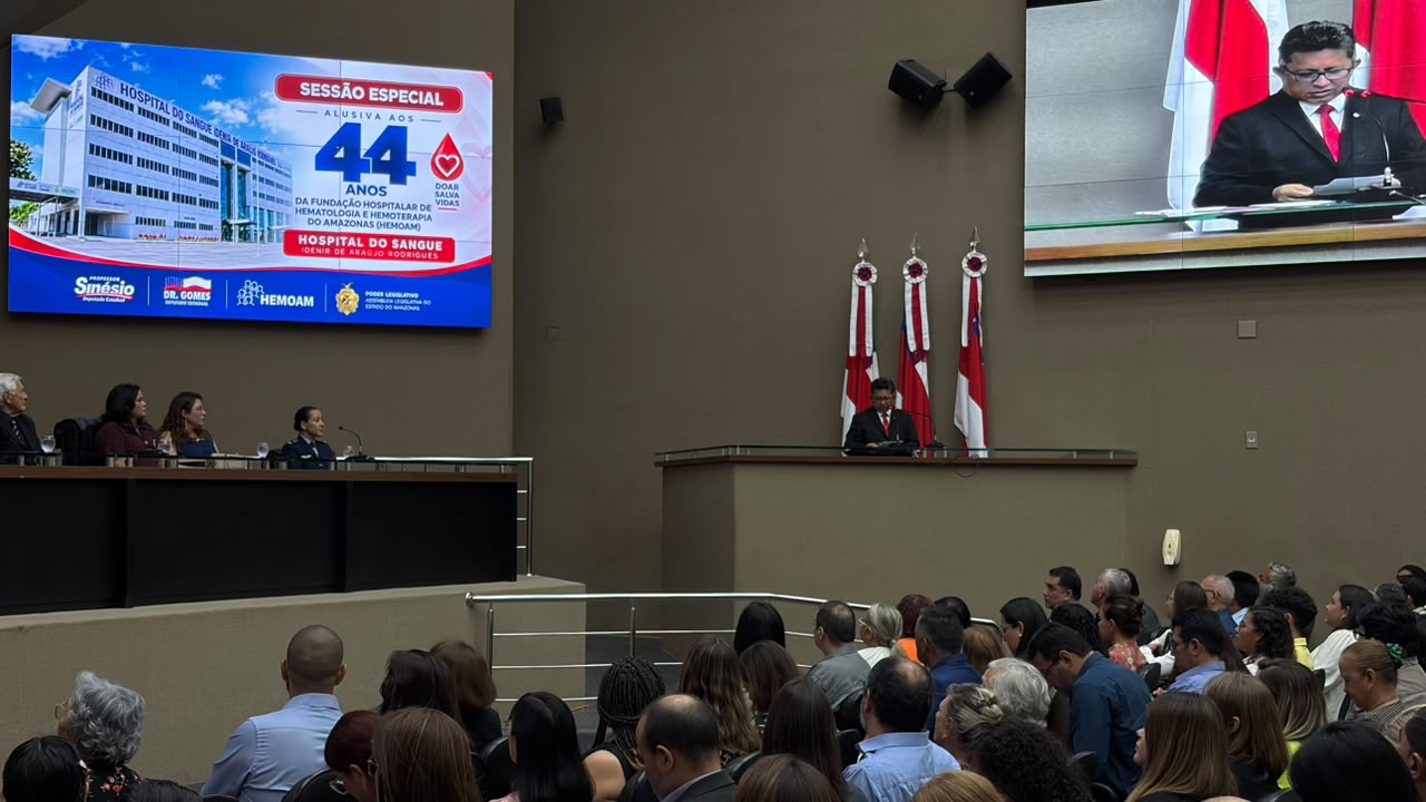 Deputado Sinésio Campos destaca defesa da saúde pública e valorização da vida nos 44 anos do Hemoam